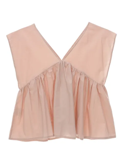 Baserange Cable V领荷叶边上衣