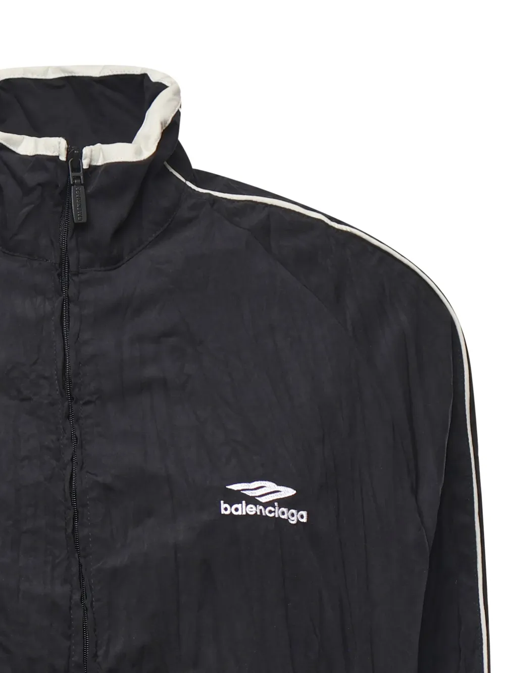 Balenciaga Logo-embroidered Piped Jacket In Black