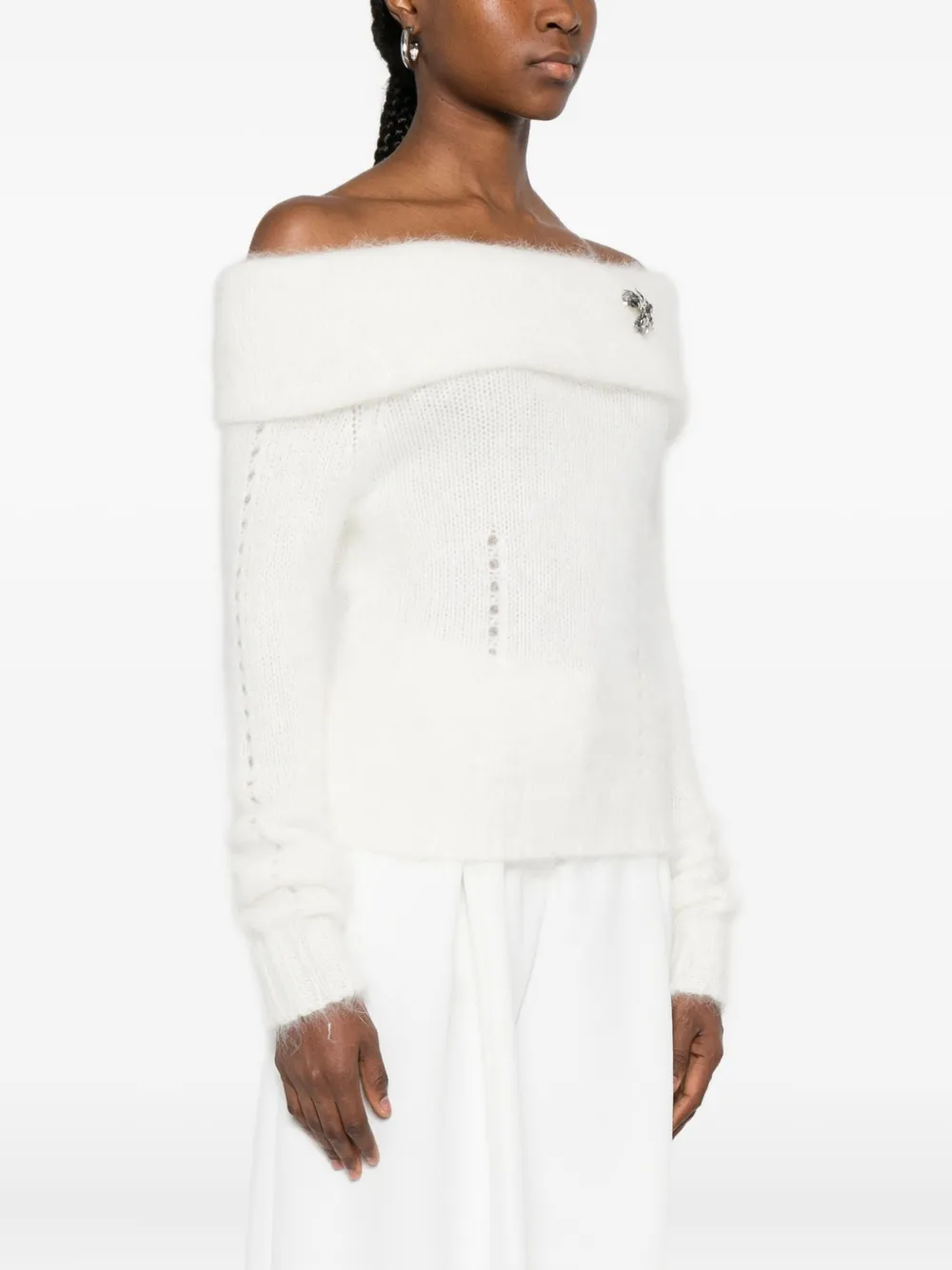Blumarine Cowl-neck Sweater In White