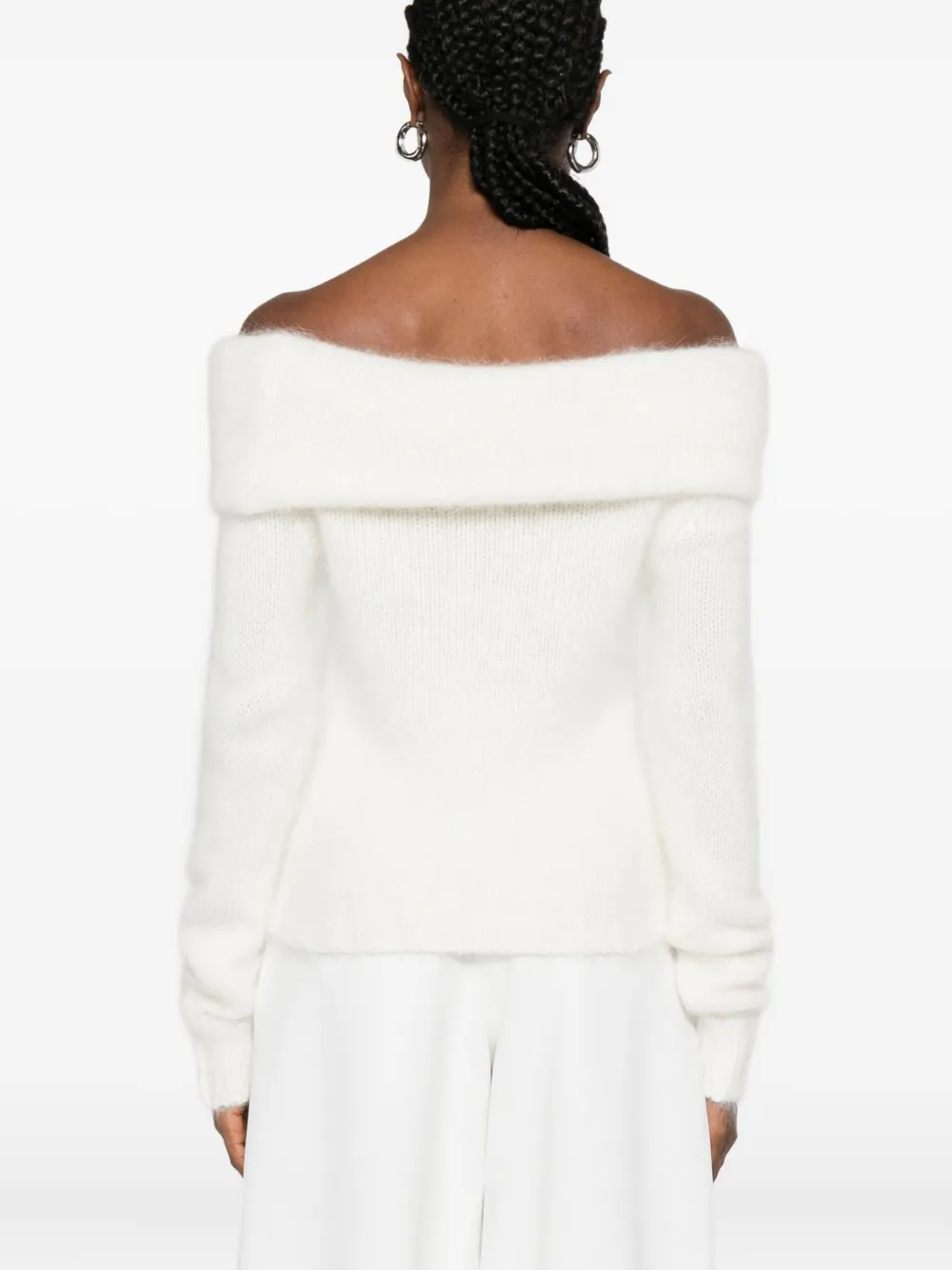 Blumarine Cowl-neck Sweater In White