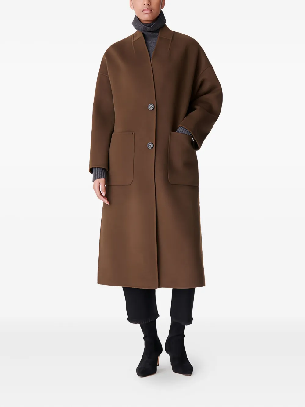 Vanessa Bruno Belted Patch-pocket Coat In Brown