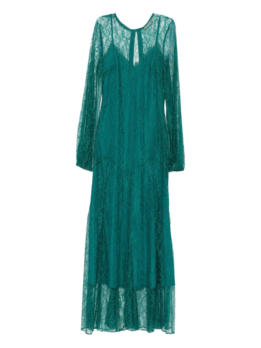 TWINSET vestido con capa de encaje | verde | Image 1