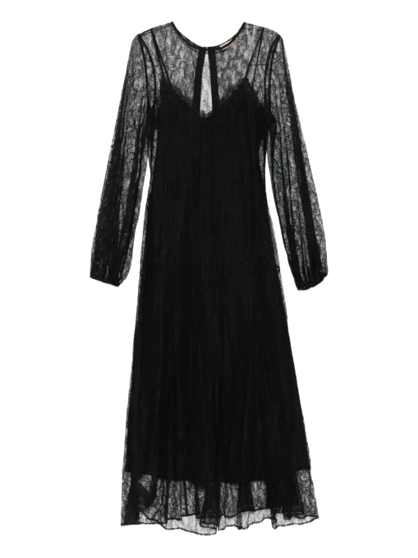TWINSET lace-overlay long-sleeved Dress | Black | FARFETCH ID