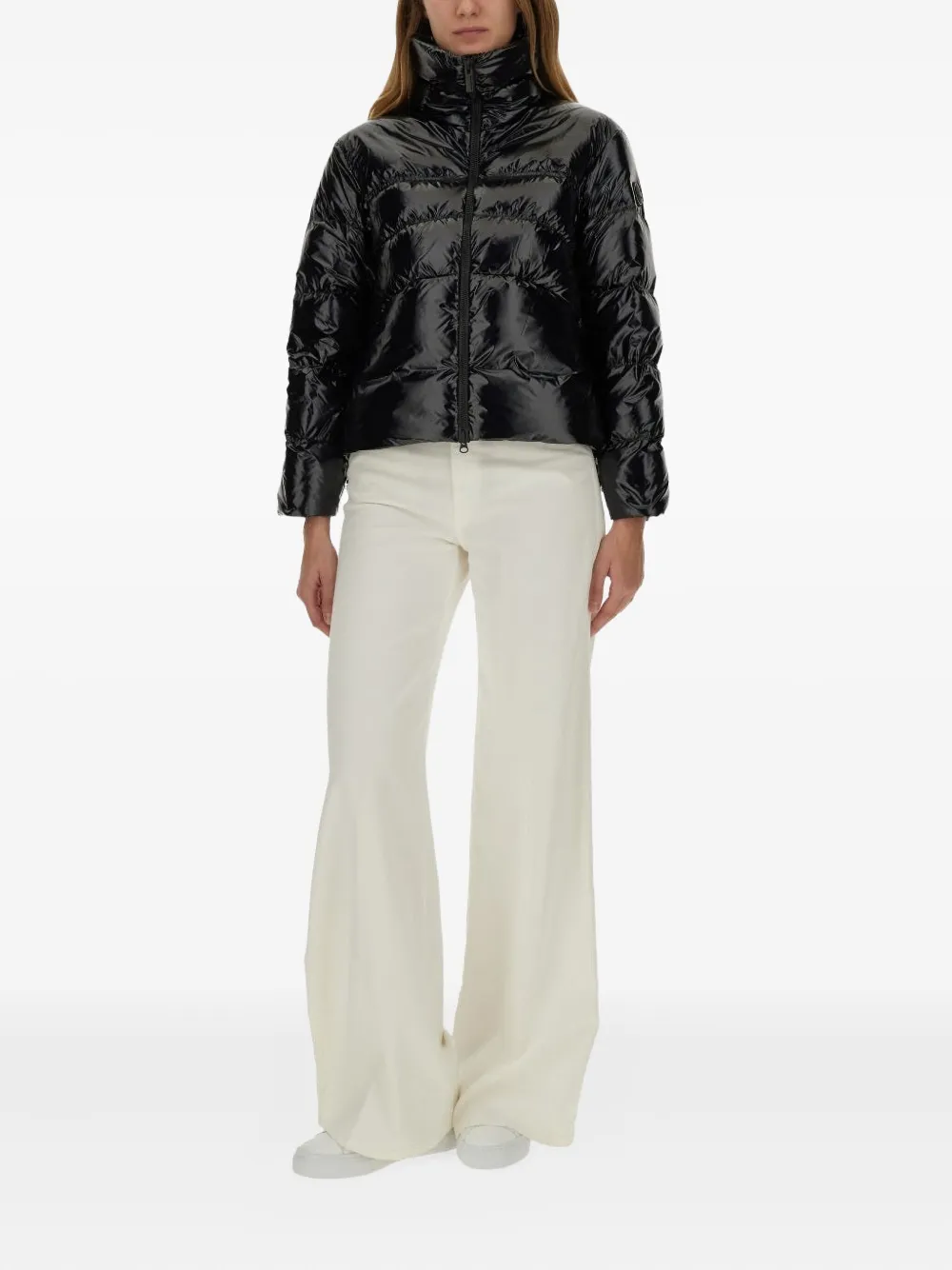 Colmar Glossy Down Jacket With High Collar In Black