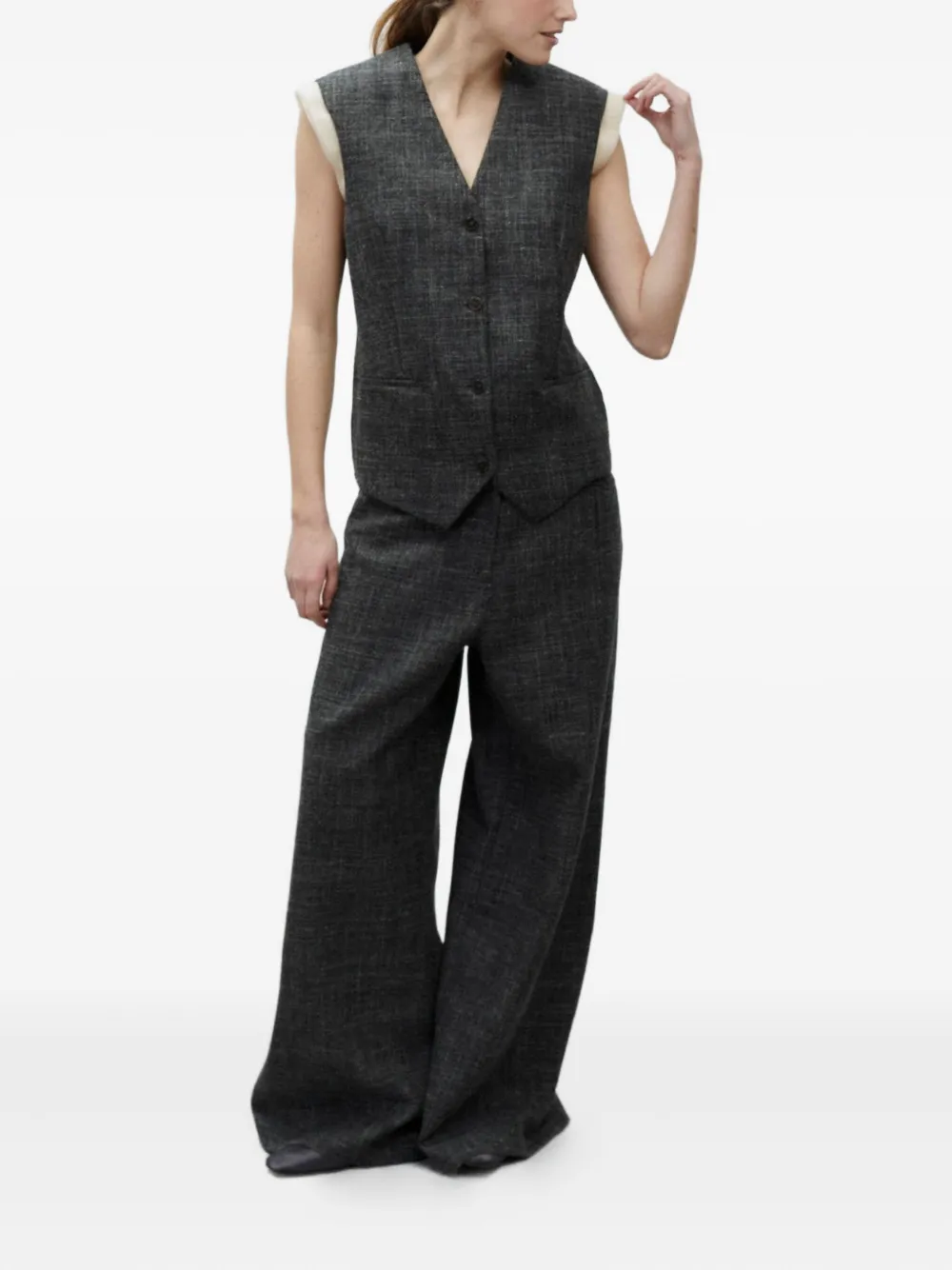 Alysi Buttoned V-neck Waistcoat In Blue