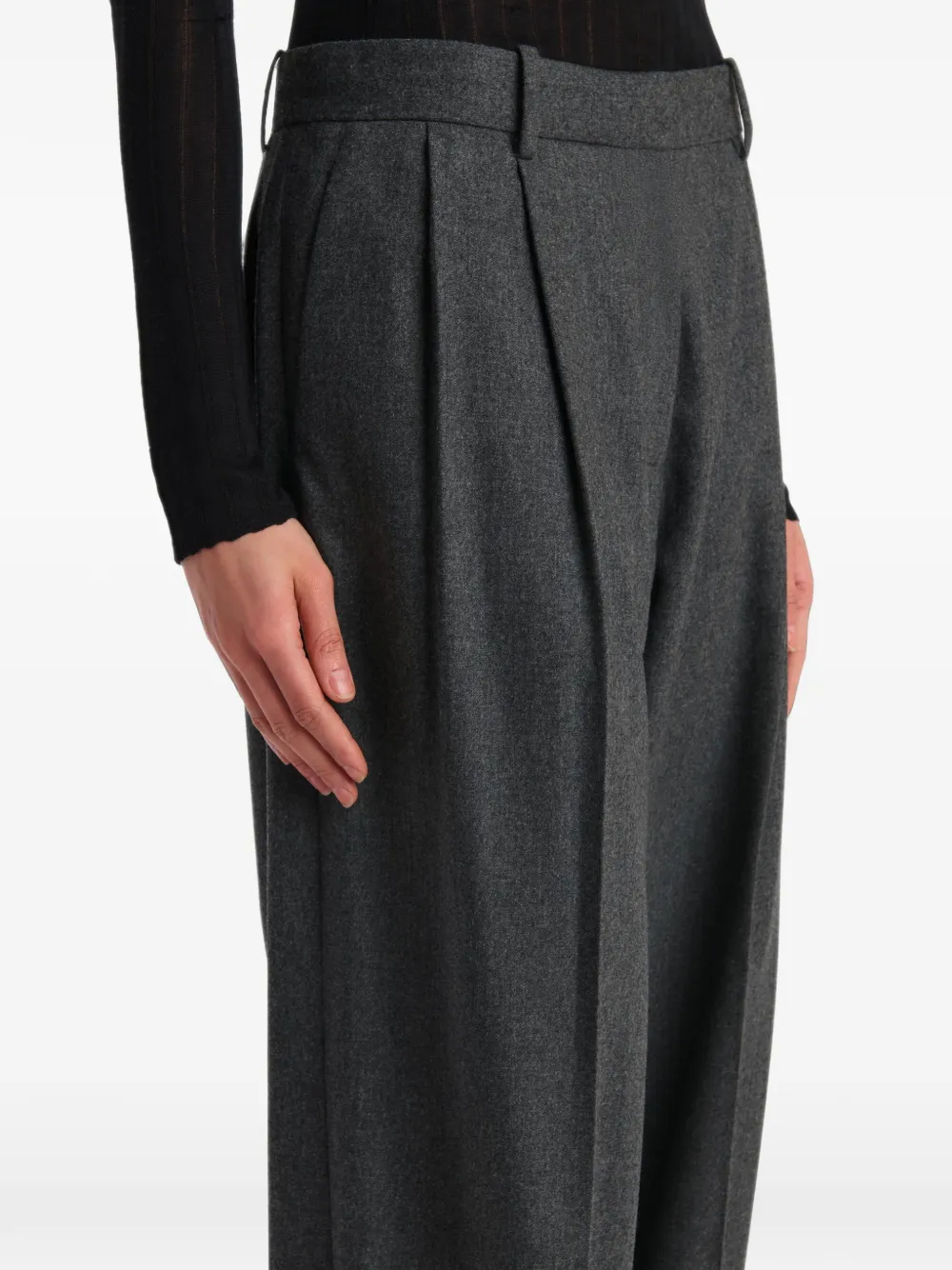 KHAITE Wollen straight broek Grijs