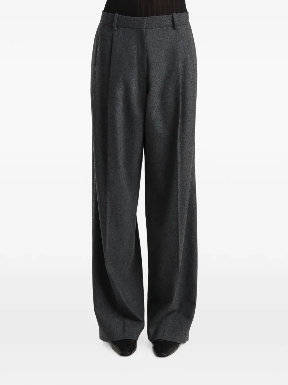 KHAITE Wollen straight broek Grijs