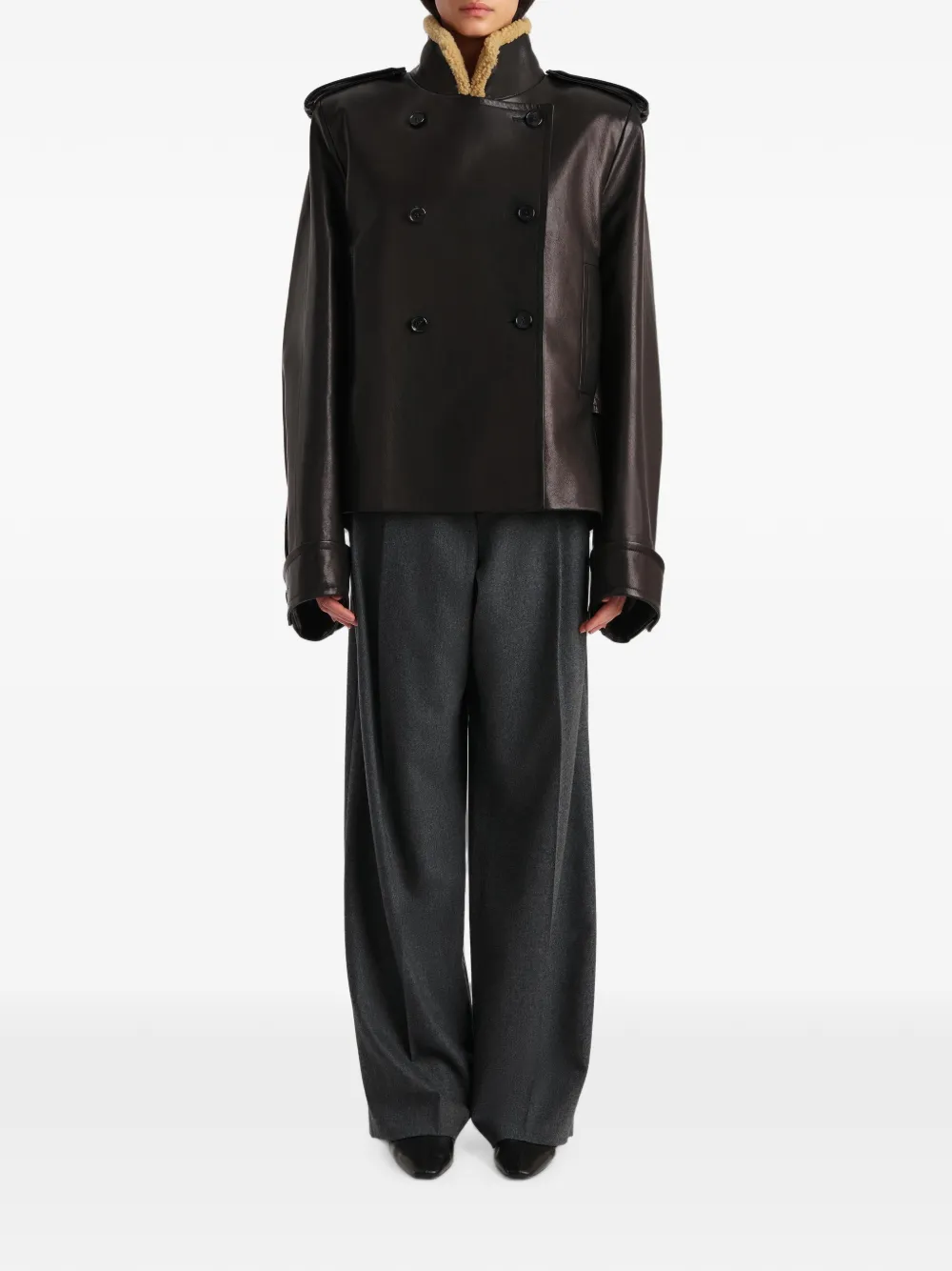 KHAITE Wollen straight broek Grijs