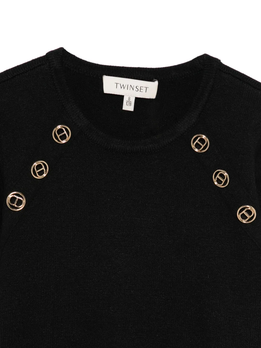 TWINSET Kids Oval T gebreide jurk met logo Zwart