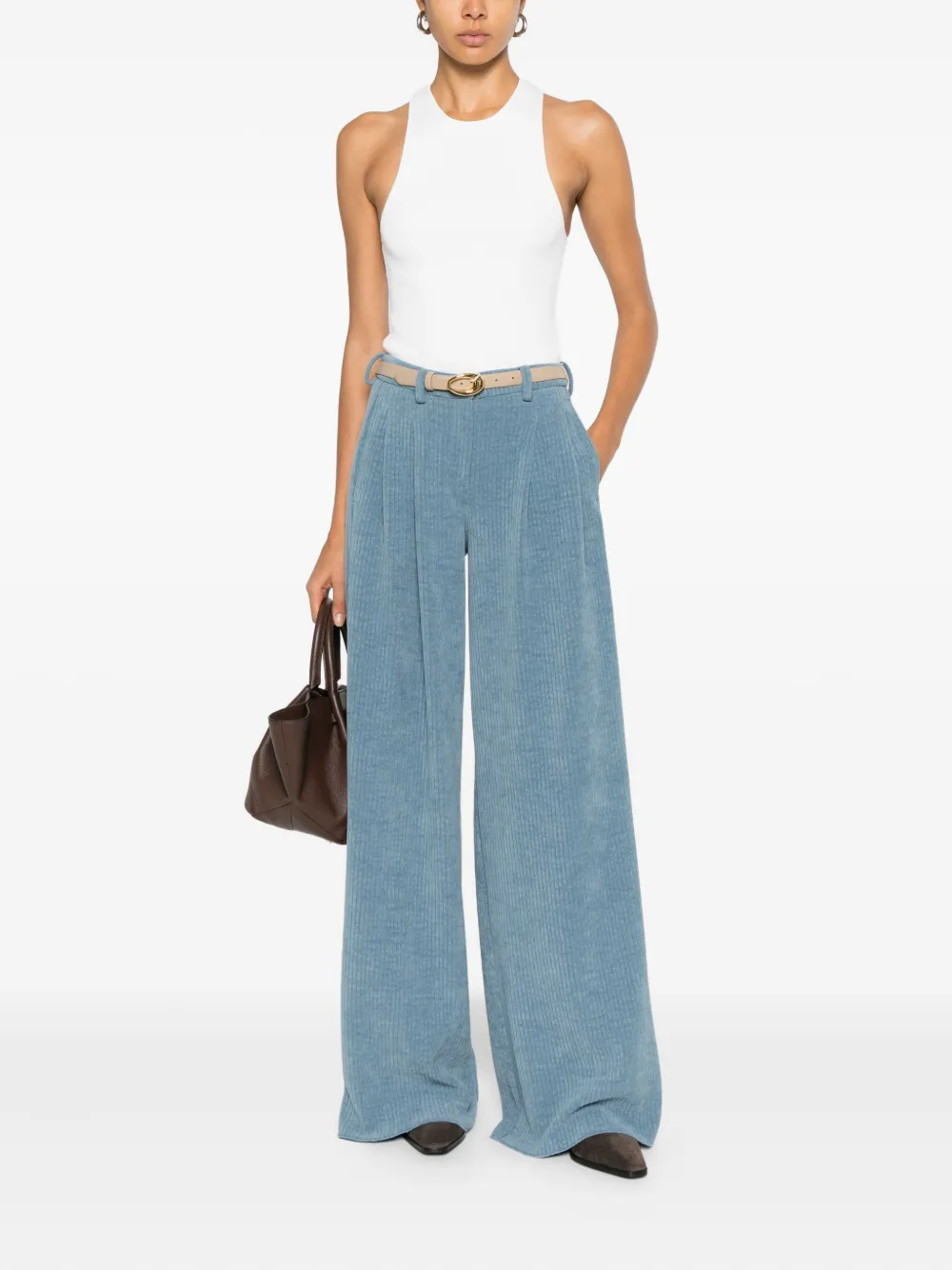 Jejia Katherine pleated corduroy trousers - Blauw