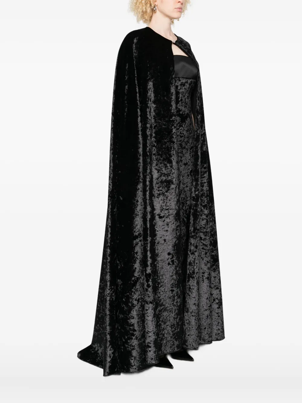  Chb Christian Boaro Crushed-velvet Cape - Black 