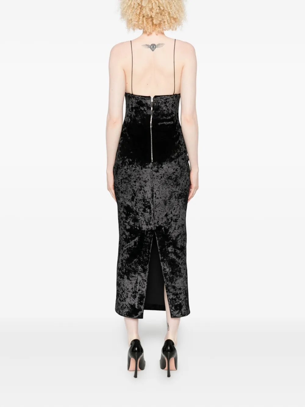 Chb Christian Boaro Velvet-crushed Satin-panel Dress In Black