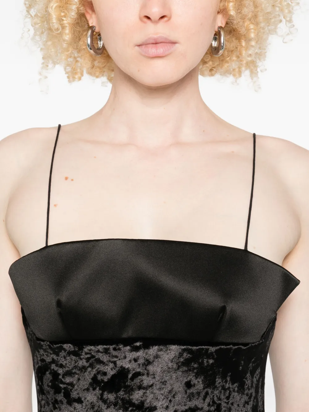 Chb Christian Boaro Velvet-crushed Satin-panel Dress In Black