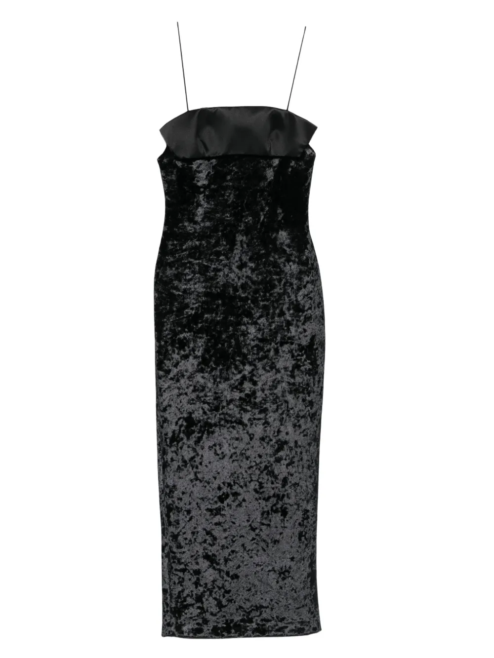 CHB CHRISTIAN BOARO velvet-crushed satin-panel dress | Black | Image 1