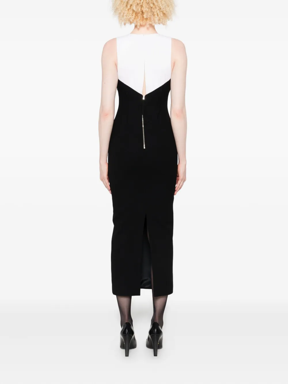 Chb Christian Boaro Two-tone Sleeveless Midi Dress In Black