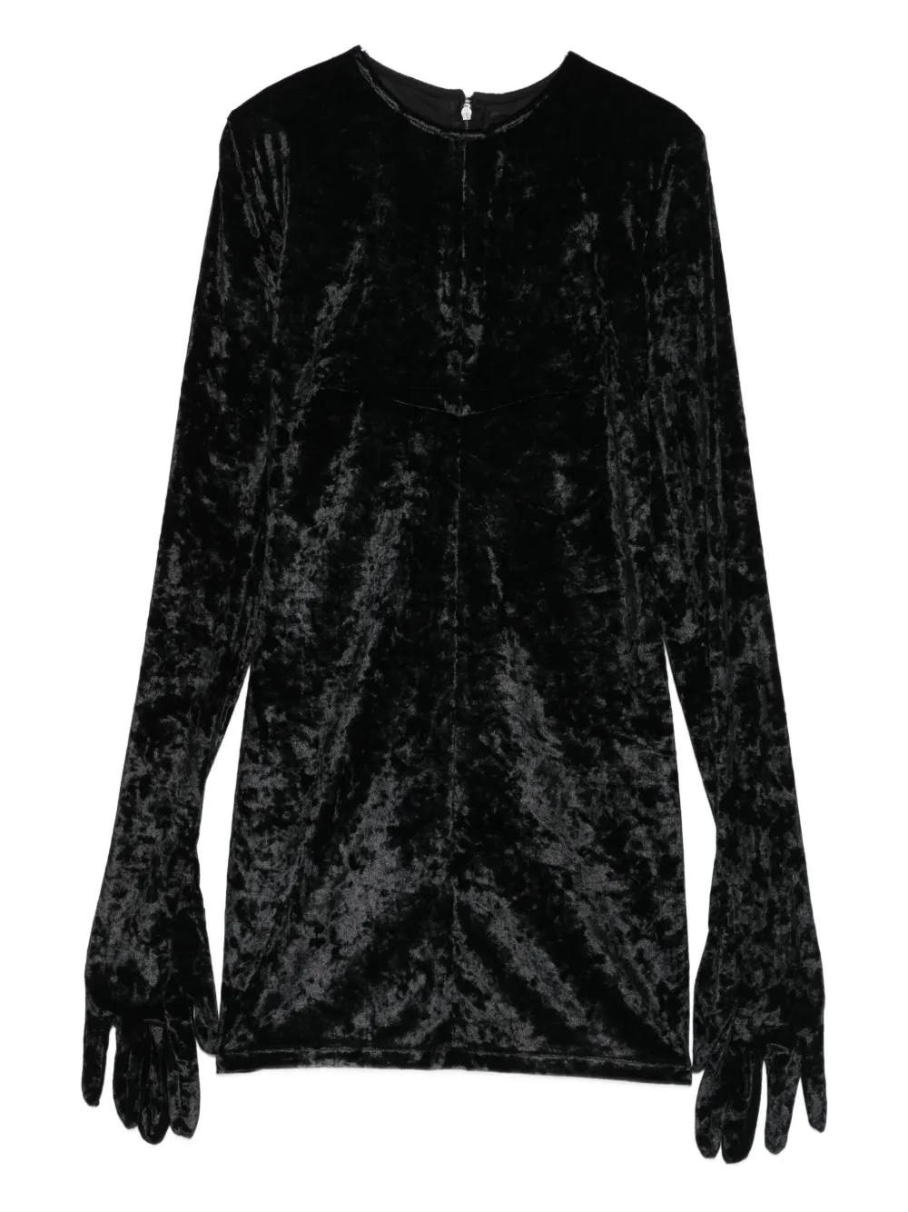 Chb Christian Boaro Velvet Long-sleeve Gloves Dress In Black