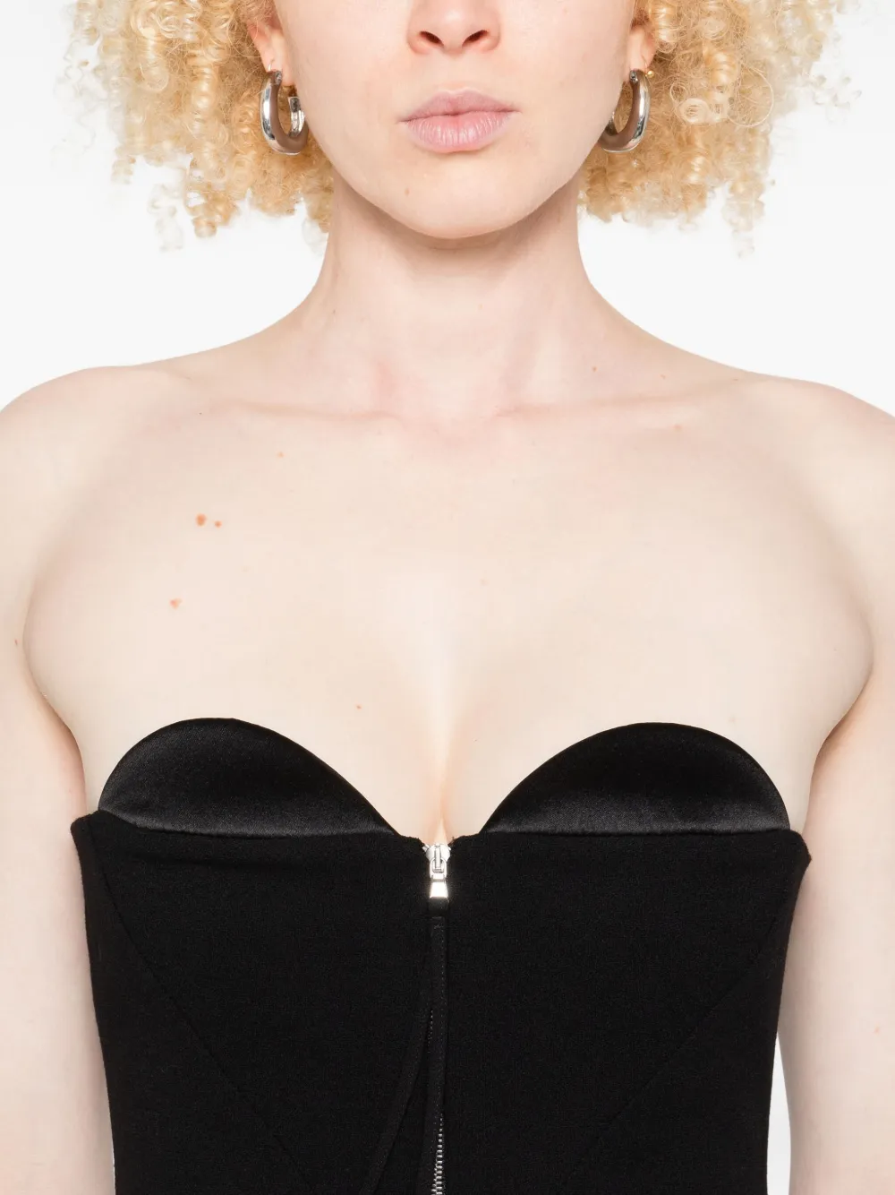 Chb Christian Boaro Zip-front Strapless Dress In Black