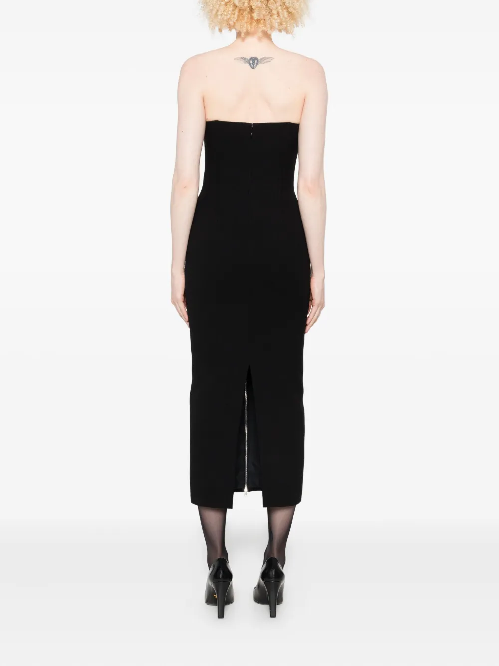 Chb Christian Boaro Zip-front Strapless Dress In Black