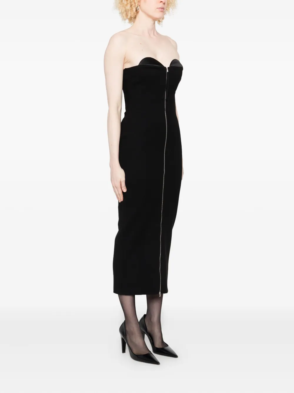 Chb Christian Boaro Zip-front Strapless Dress In Black