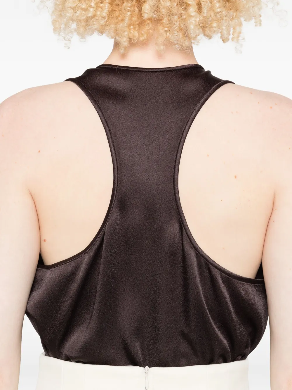 Chb Christian Boaro Racer-back Satin Top In Brown
