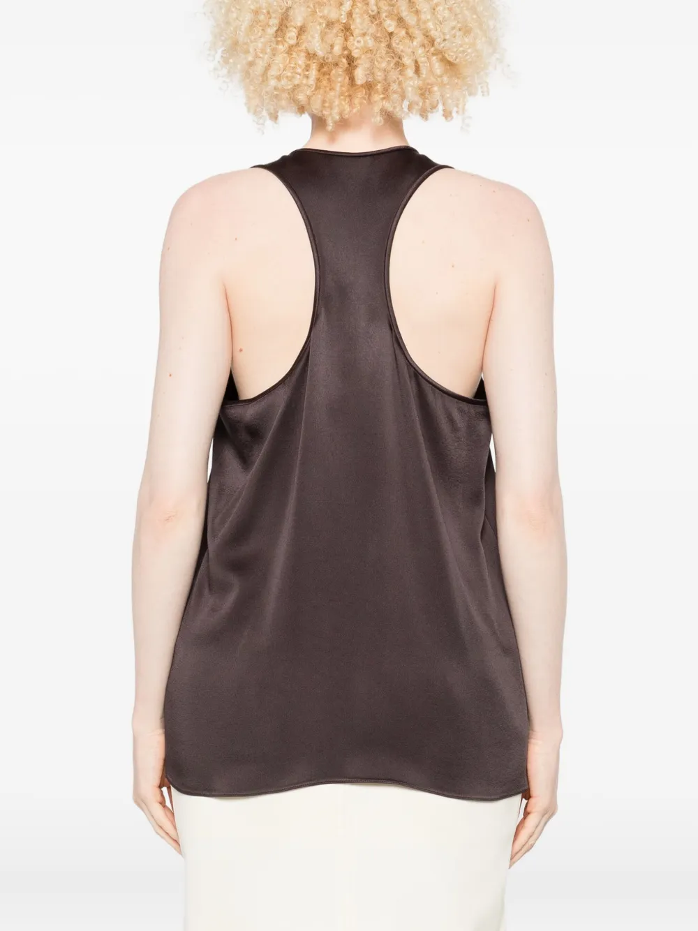 Chb Christian Boaro Racer-back Satin Top In Brown