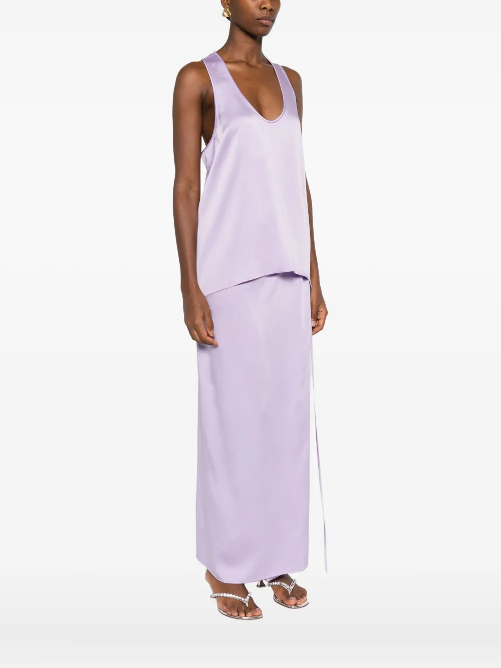 Chb Christian Boaro Racerback Satin Top In Purple