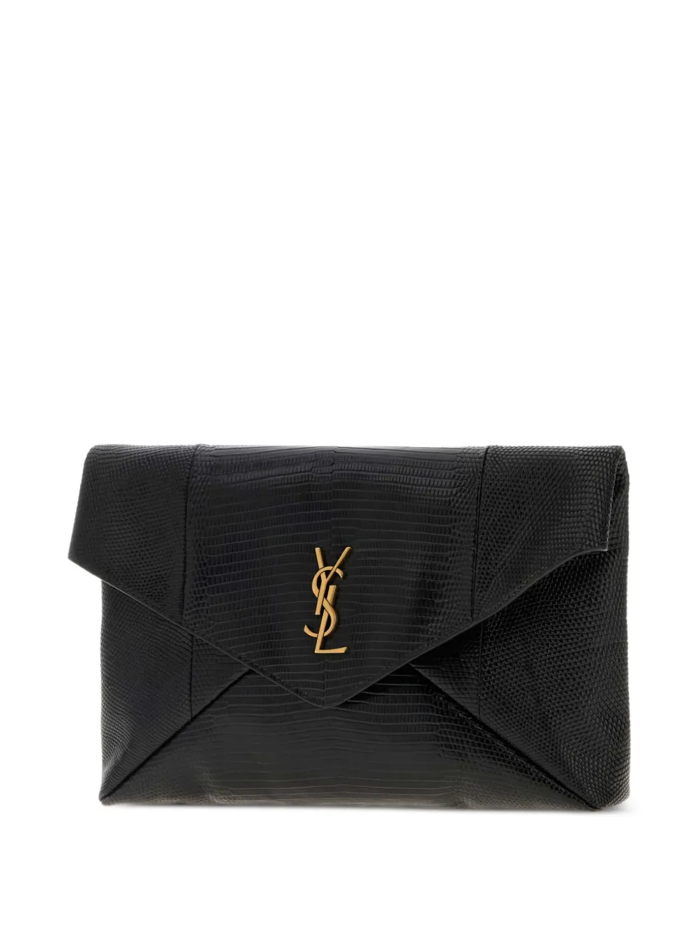  Saint Laurent Logo-plaque Envelope Clutch Bag - Black 