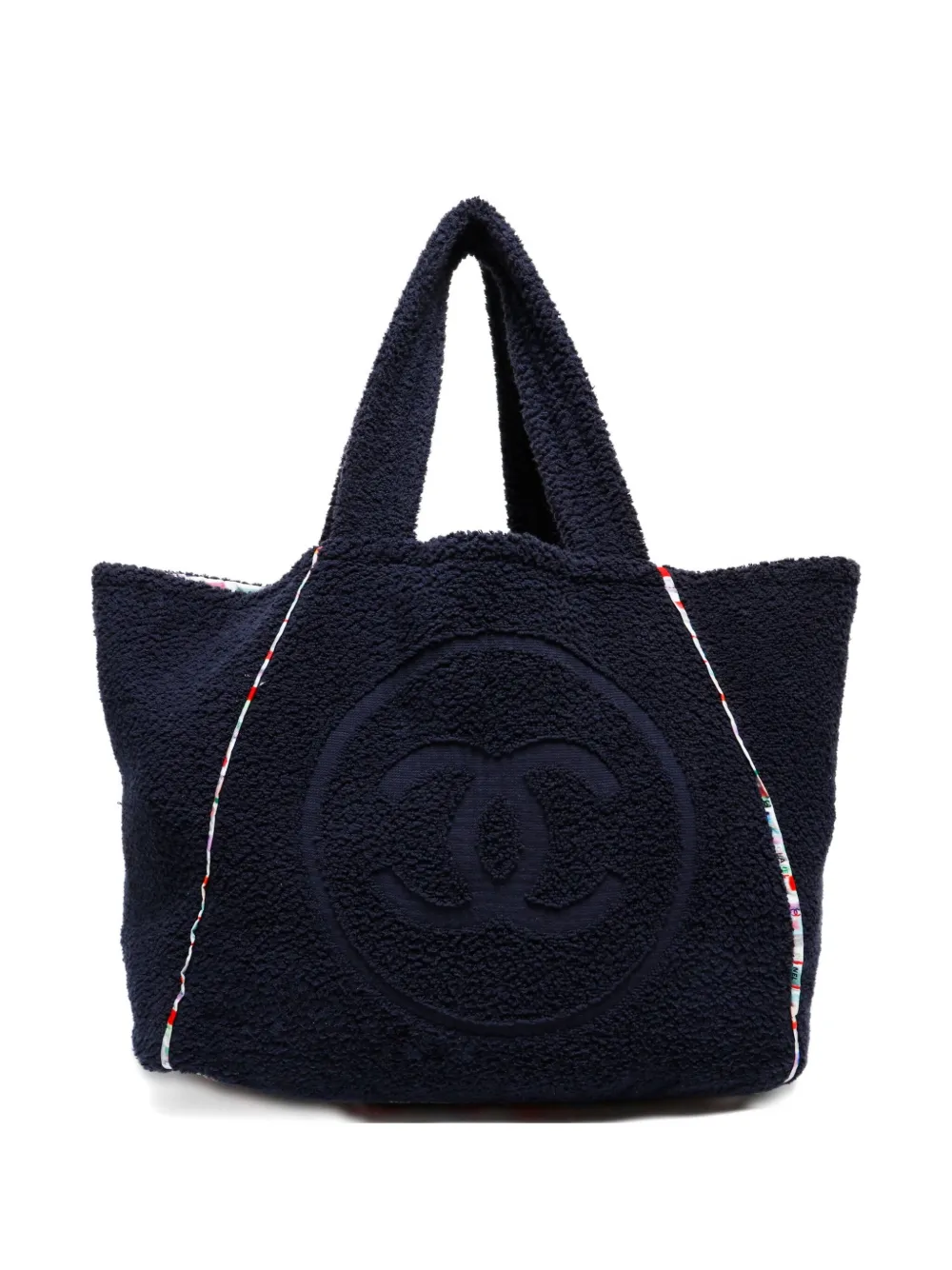 Pre-owned Chanel 2000-2020 Coco Mark Beach Bag In Blue