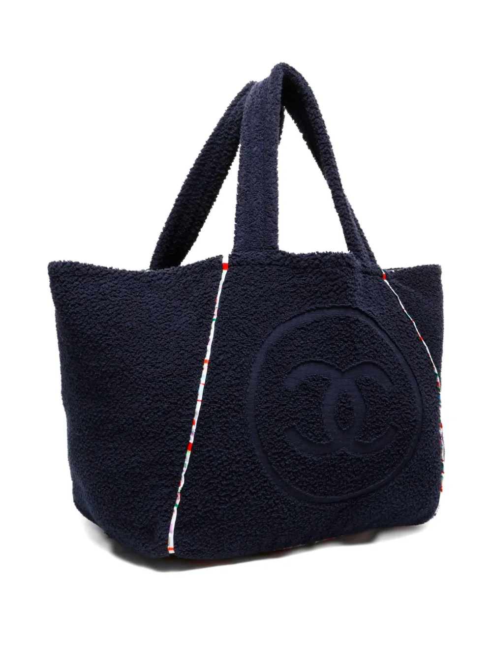Pre-owned Chanel 2000-2020 Coco Mark Beach Bag In Blue