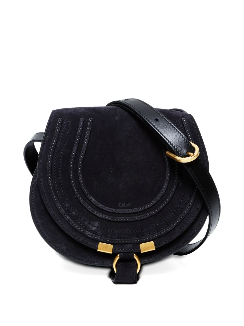 Pre-owned Chloé 2015-2024 Suede Marcie Shoulder Bag In Black