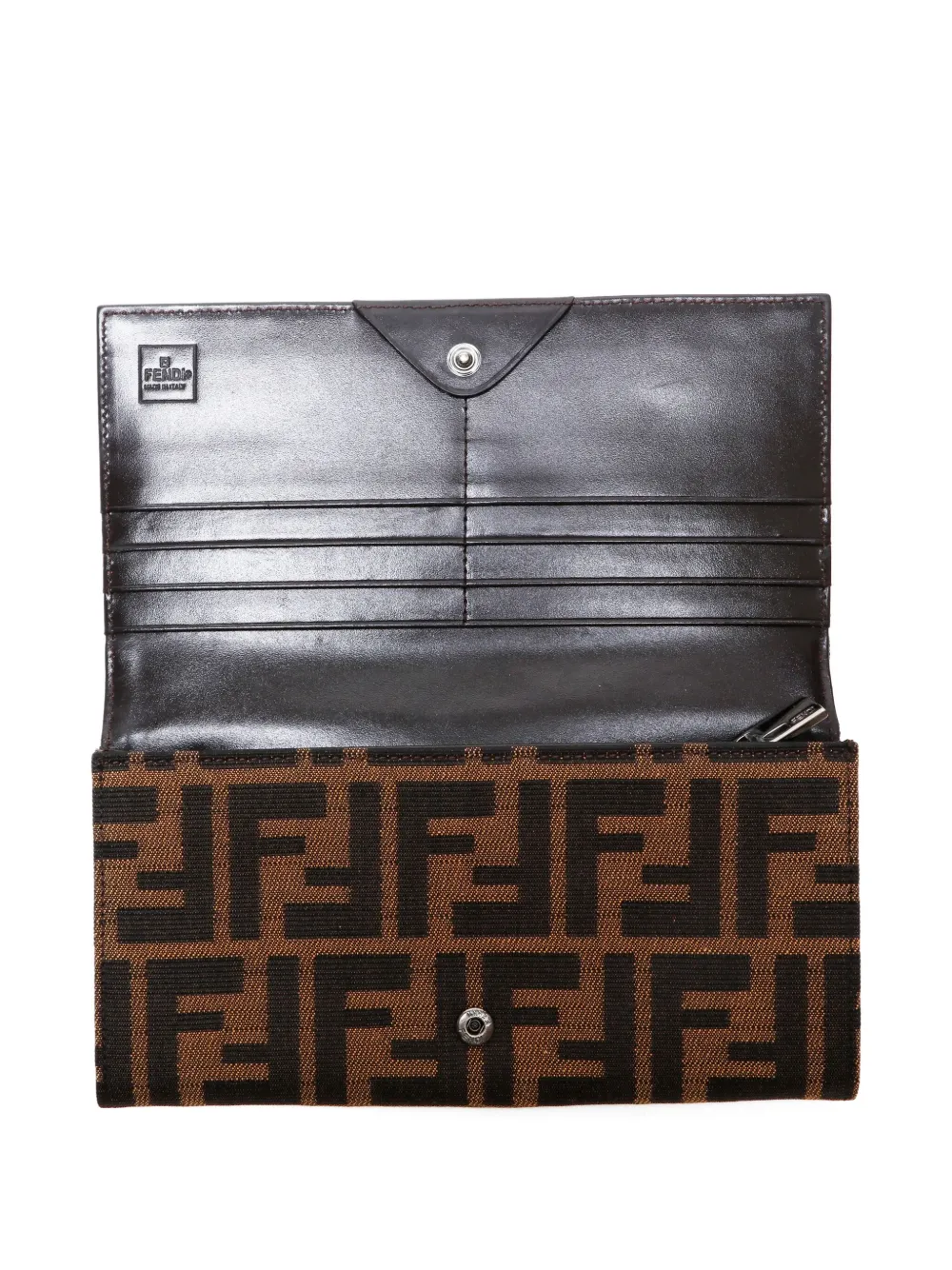 Pre-owned Fendi 2000s Zucca-pattern Wallet In Brown
