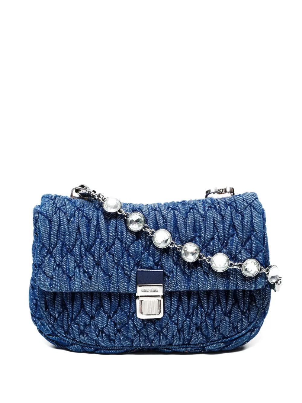 Miu Miu Pre-Owned 2010s mini Matelassé crystal-embellished shoulder bag | Blue | Image 1