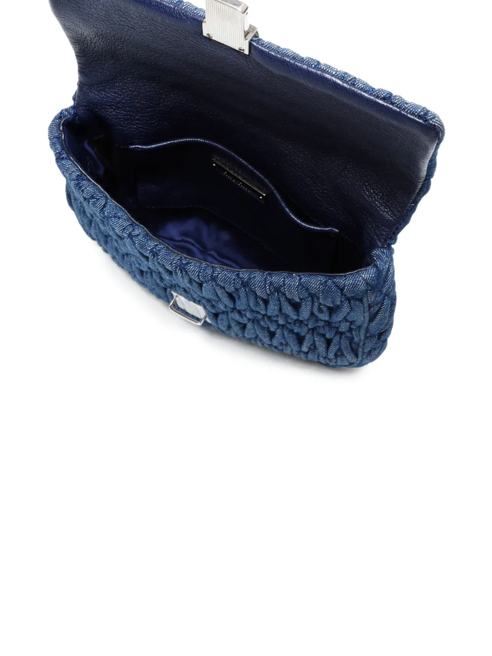 Pre-owned Miu Miu 2010s Mini Matelassé Crystal-embellished Shoulder Bag In Blue