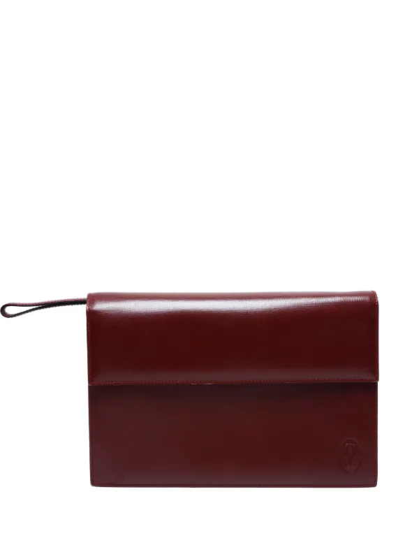 Cartier 1990-2000s Leather Flap Clutch Bag | Red | FARFETCH