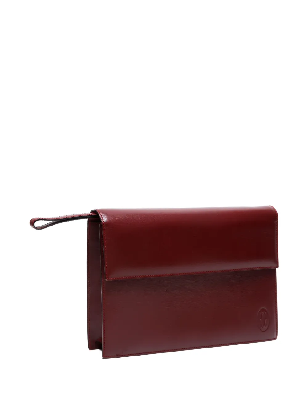 Pre-owned Cartier 1990-2000s Leather Flap Clutch Bag In Red