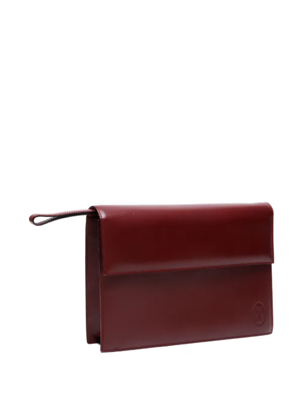 Cartier 1990-2000s Leather Flap Clutch Bag Red FARFETCH IN