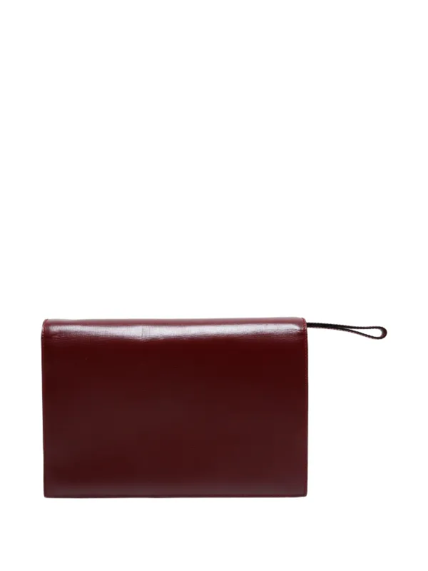 Cartier クラッチバッグ バーガンディ Cartier 1990-2000s Leather Flap Clutch Bag | Red | FARFETCH