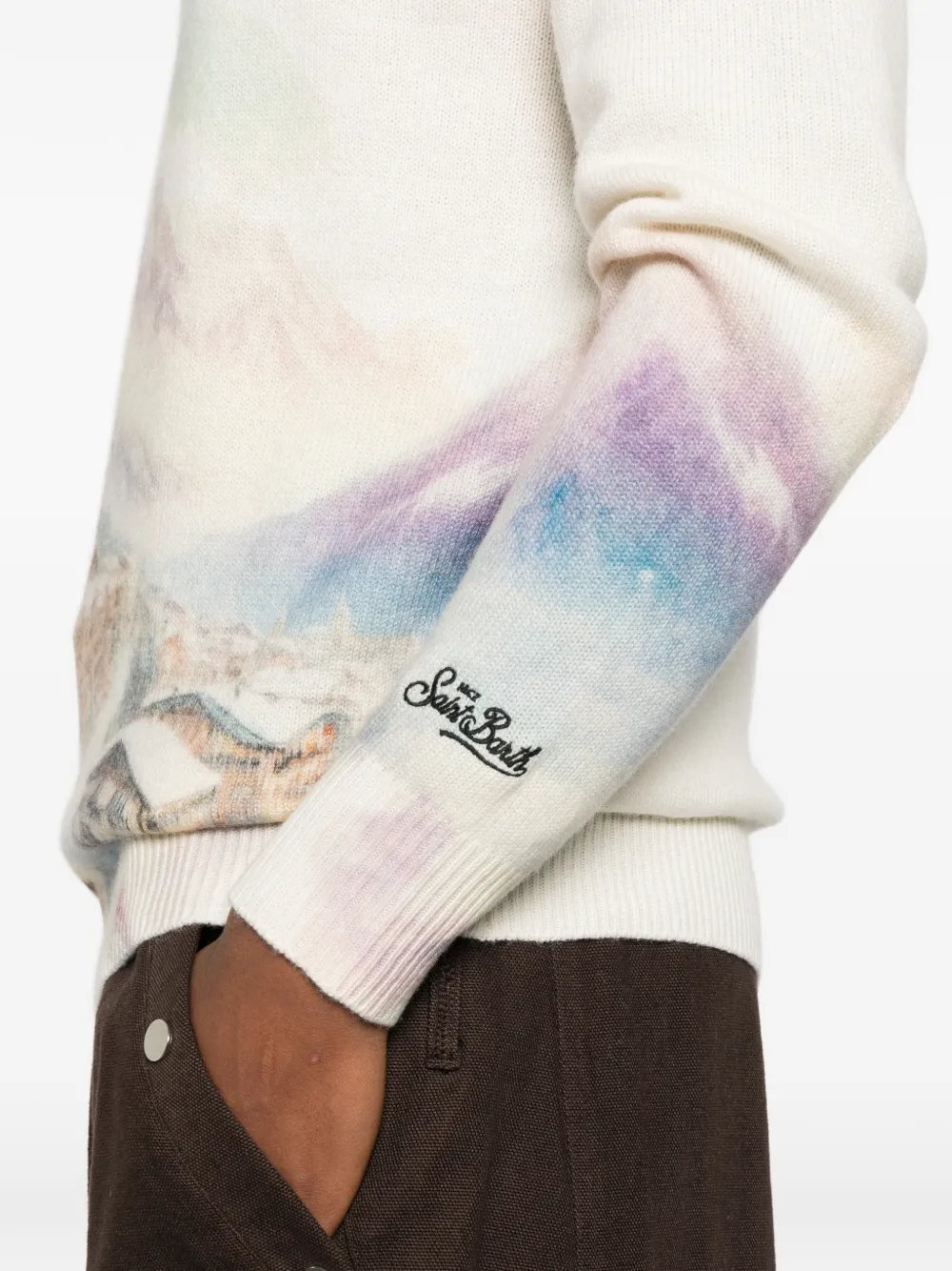 Mc2 Saint Barth Heron Print Courmayeur Graphic Sweater In Multi