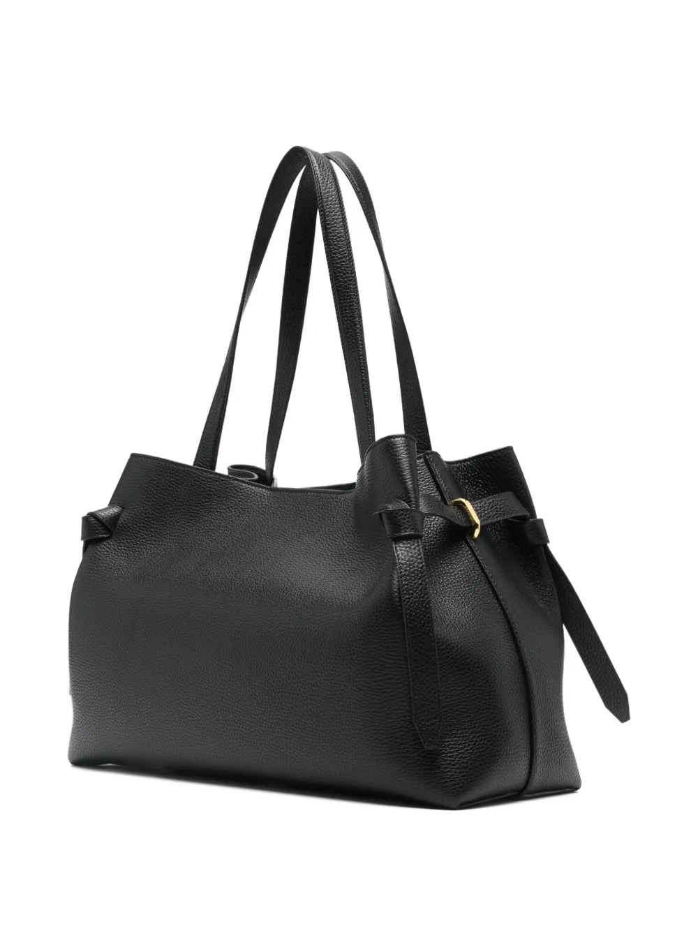 Yuzefi Gyoza leren shopper Zwart