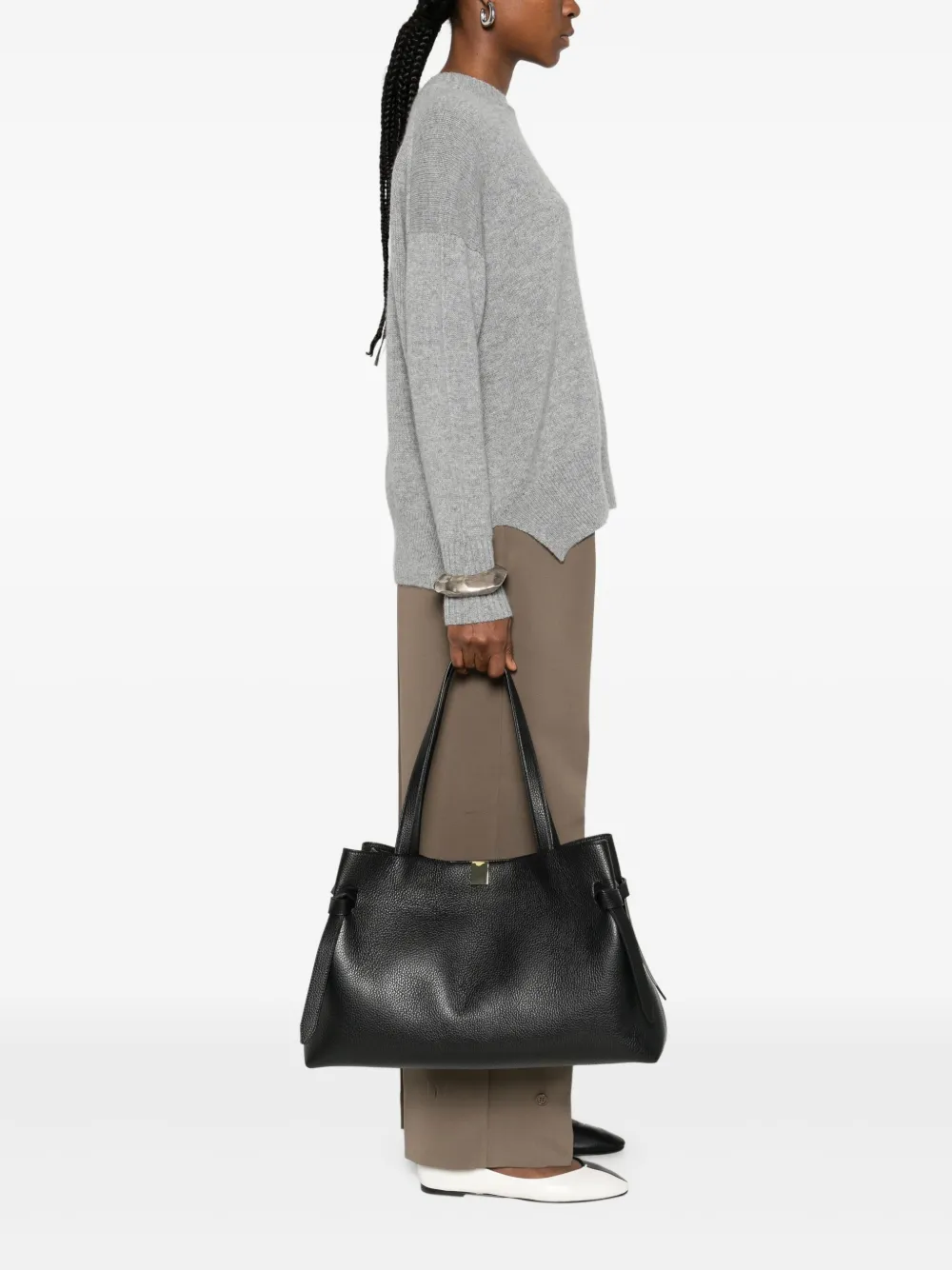 Yuzefi Gyoza leather tote bag - Zwart