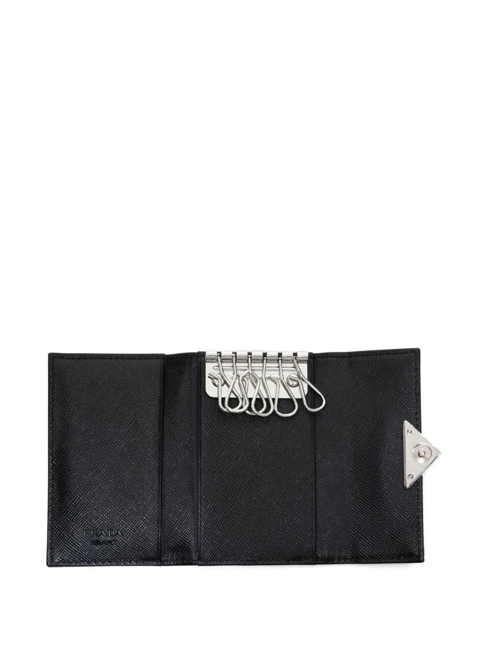 Pre-owned Prada 2020s Triangle Logo Key Case In Black