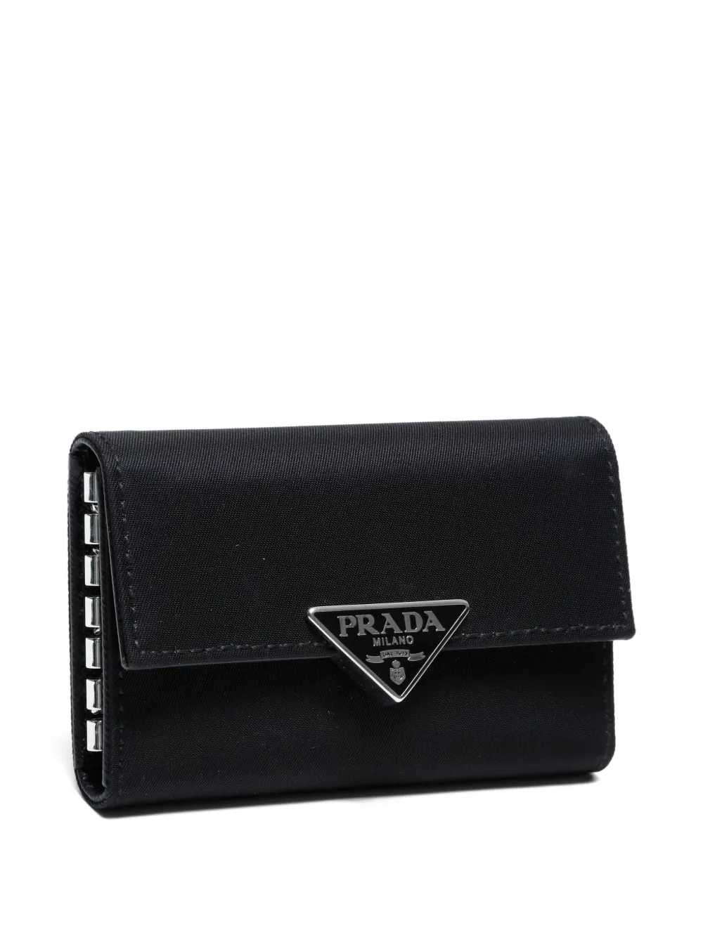 Pre-owned Prada 2020s Triangle Logo Key Case In Black