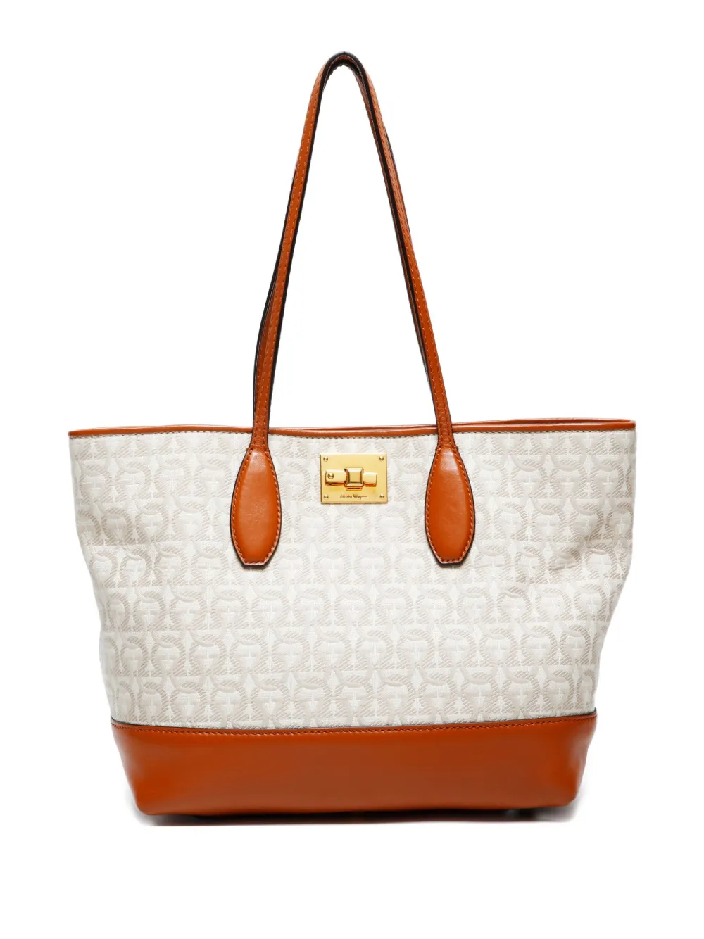 Pre-owned Ferragamo 2015-2024 Monogram-pattern Tote Bag In Neutral