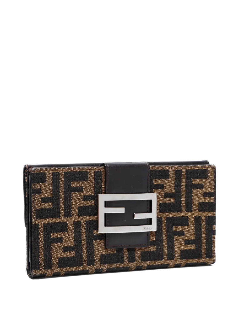 Pre-owned Fendi 2000-2015 Zucca-pattern Flap Wallet In Brown
