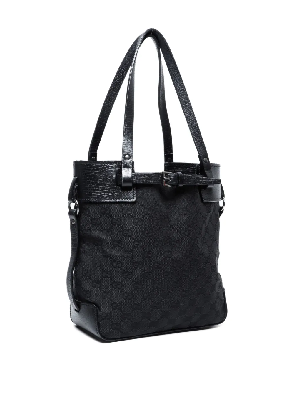 Pre-owned Gucci 2000-2020s Gg Canvas Two-way Handbag In Black