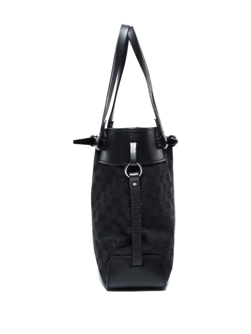 Pre-owned Gucci 2000-2020s Gg Canvas Two-way Handbag In Black