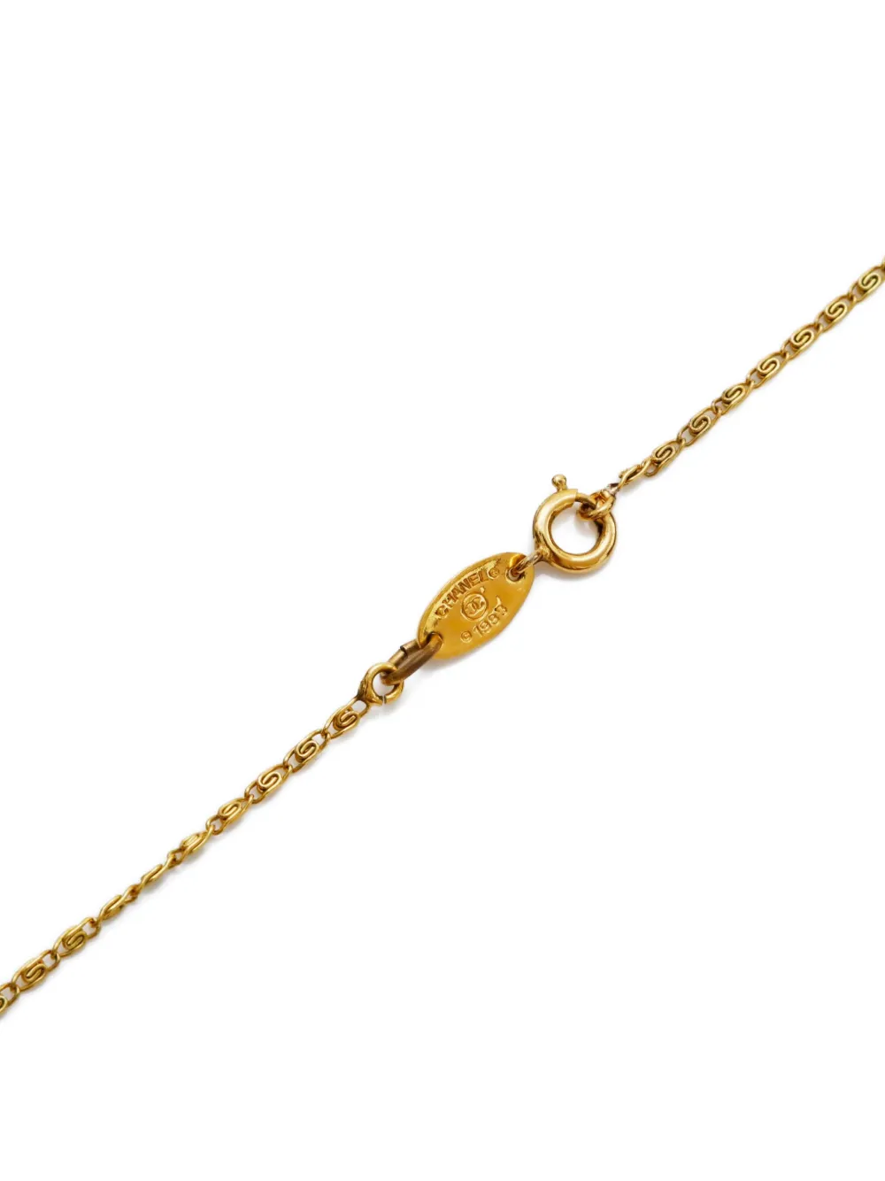 Pre-owned Chanel 1983-1990s Cc Mark Necklace In Gold