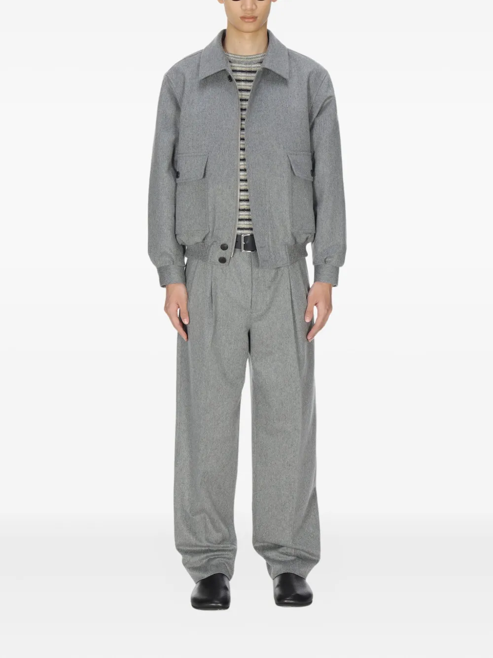 Auralee Moleskin Cashmere Bomber Jacket In Gray