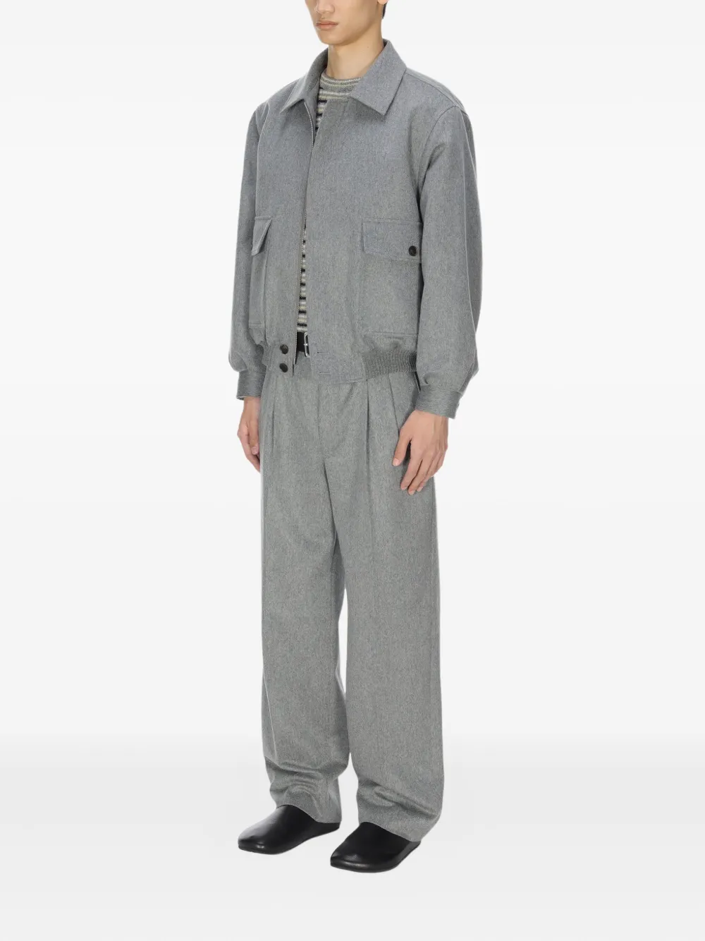 Auralee Moleskin Cashmere Bomber Jacket In Gray