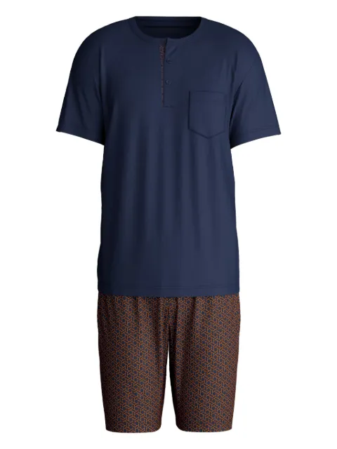 CALIDA henley-neck geometric-print pyjama